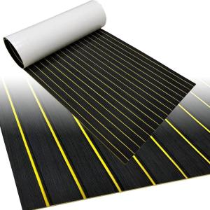 imageBoat Flooring EVA Foam Boat Decking 94quot x705645quot35quot NonSlip Boat Mat SelfAdhesive Foam Boat Deck Flooring Faux Teak Marine Mat for Pontoon Swim Platform Kayak Deck Yacht Jon BoatBlack with Yellow Seam
