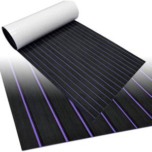 imageBoat Flooring EVA Foam Boat Decking 94quot x705645quot35quot NonSlip Boat Mat SelfAdhesive Foam Boat Deck Flooring Faux Teak Marine Mat for Pontoon Swim Platform Kayak Deck Yacht Jon BoatBlack with Purple Seam