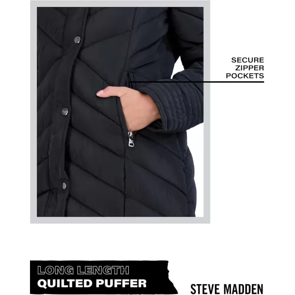 imageMadden Girl by Steve Madden Womens Long Length Maxi Quilted Puffer Jacket S3XBlack