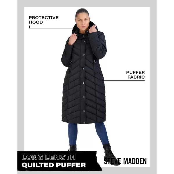 imageMadden Girl by Steve Madden Womens Long Length Maxi Quilted Puffer Jacket S3XBlack