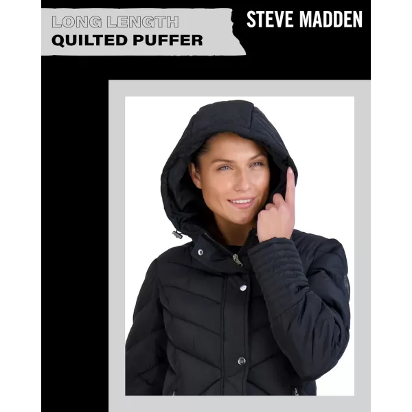 imageMadden Girl by Steve Madden Womens Long Length Maxi Quilted Puffer Jacket S3XBlack