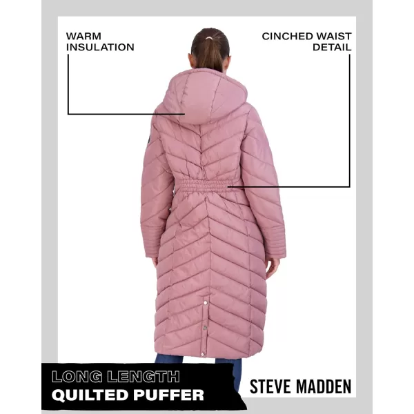 imageMadden Girl by Steve Madden Womens Long Length Maxi Quilted Puffer Jacket S3XDk Dusty Rose
