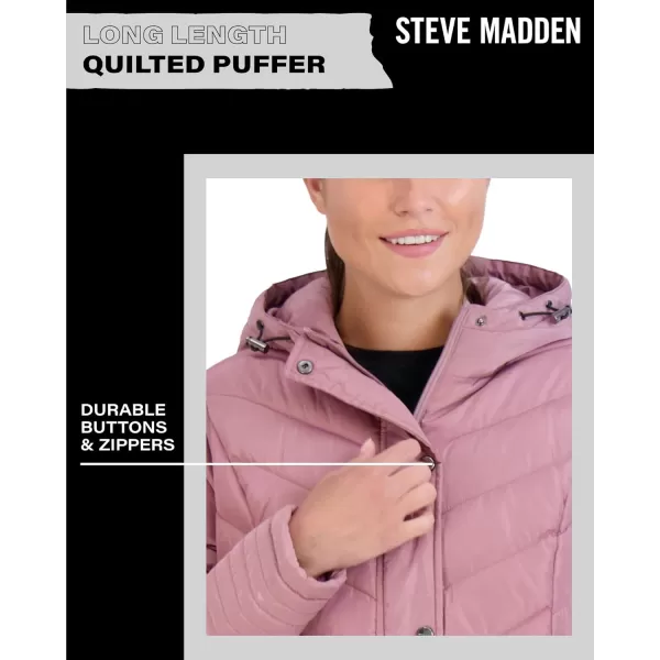 imageMadden Girl by Steve Madden Womens Long Length Maxi Quilted Puffer Jacket S3XDk Dusty Rose