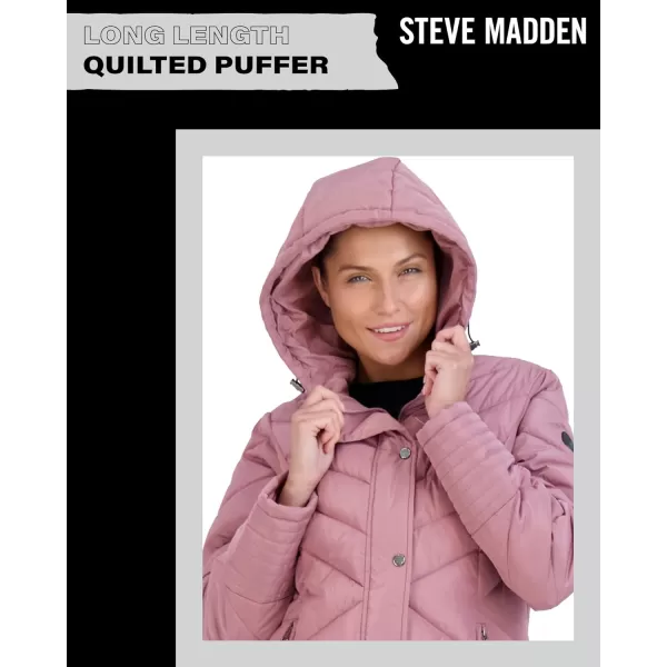 imageMadden Girl by Steve Madden Womens Long Length Maxi Quilted Puffer Jacket S3XDk Dusty Rose