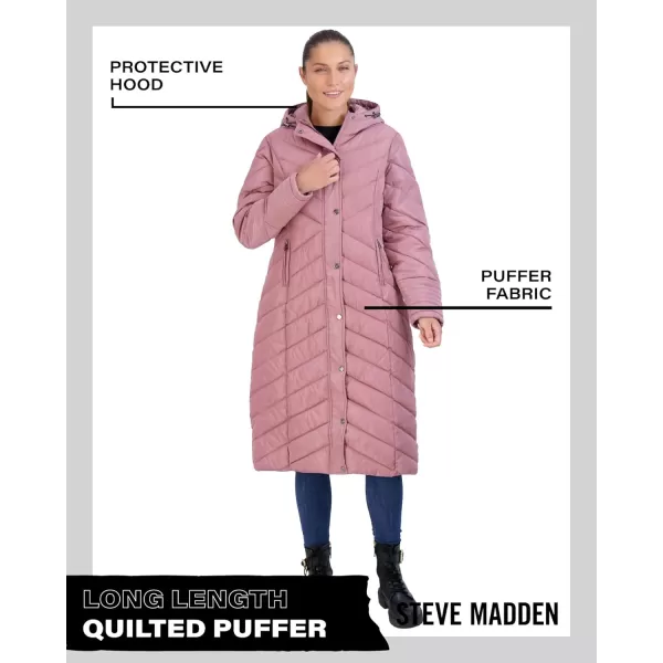 imageMadden Girl by Steve Madden Womens Long Length Maxi Quilted Puffer Jacket S3XDk Dusty Rose