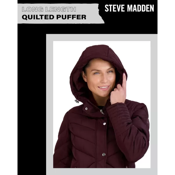 imageMadden Girl by Steve Madden Womens Long Length Maxi Quilted Puffer Jacket S3XMerlot