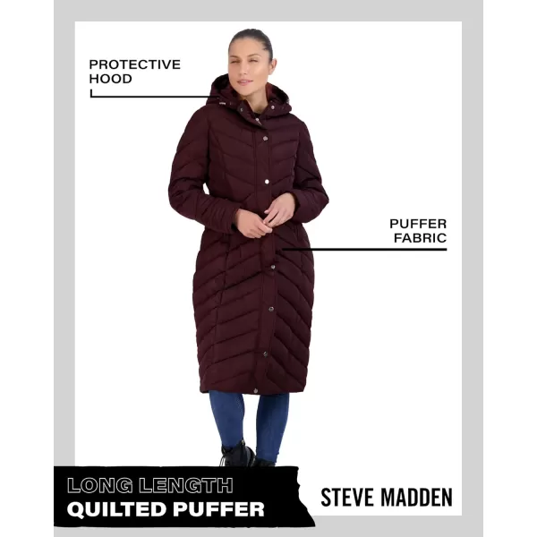 imageMadden Girl by Steve Madden Womens Long Length Maxi Quilted Puffer Jacket S3XMerlot