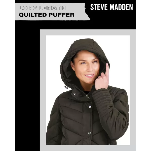 imageMadden Girl by Steve Madden Womens Long Length Maxi Quilted Puffer Jacket S3XOlive