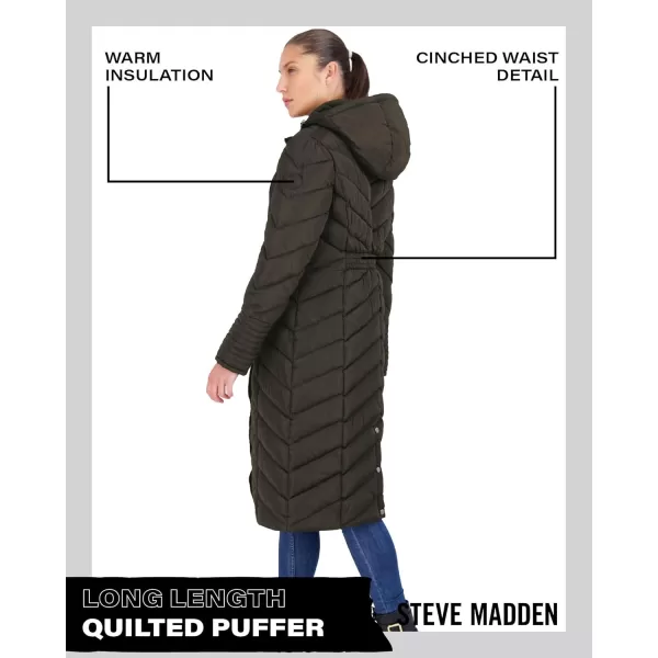 imageMadden Girl by Steve Madden Womens Long Length Maxi Quilted Puffer Jacket S3XOlive