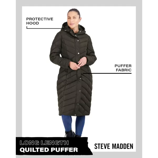 imageMadden Girl by Steve Madden Womens Long Length Maxi Quilted Puffer Jacket S3XOlive