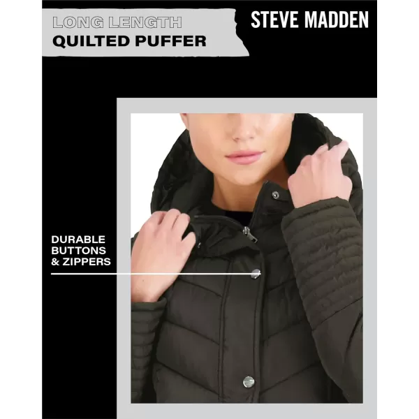 imageMadden Girl by Steve Madden Womens Long Length Maxi Quilted Puffer Jacket S3XOlive