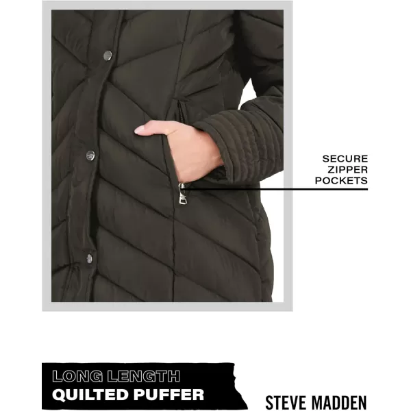 imageMadden Girl by Steve Madden Womens Long Length Maxi Quilted Puffer Jacket S3XOlive