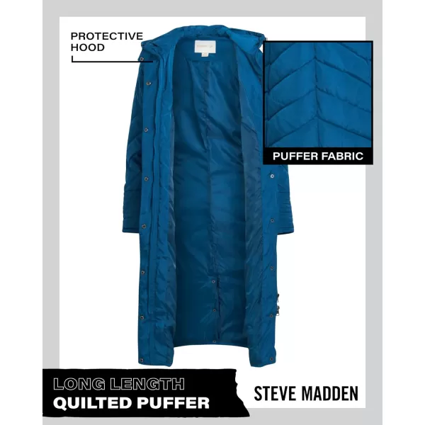 imageMadden Girl by Steve Madden Womens Long Length Maxi Quilted Puffer Jacket S3XPeacock