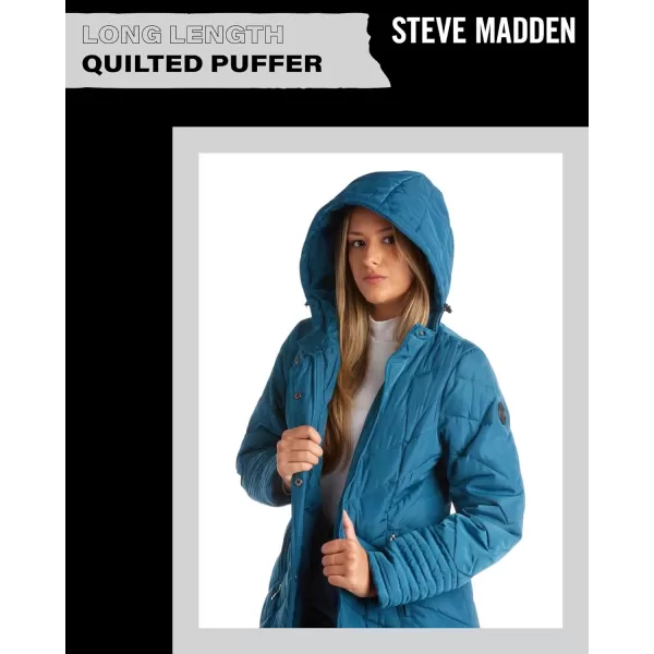 imageMadden Girl by Steve Madden Womens Long Length Maxi Quilted Puffer Jacket S3XPeacock