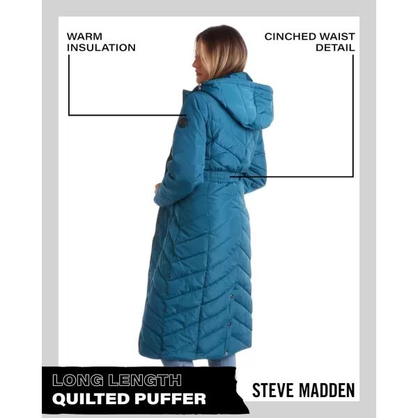 imageMadden Girl by Steve Madden Womens Long Length Maxi Quilted Puffer Jacket S3XPeacock