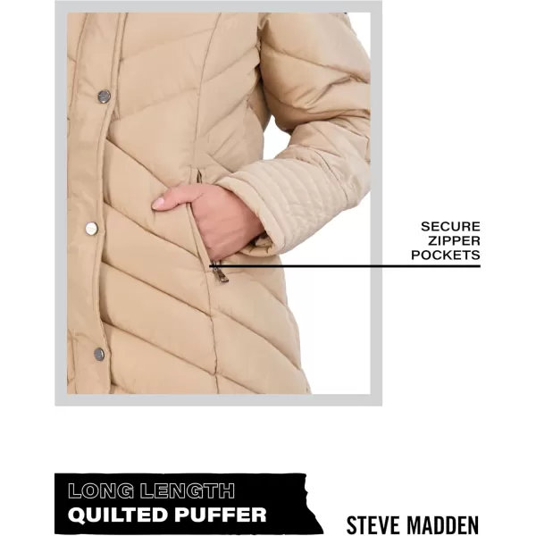 imageMadden Girl by Steve Madden Womens Long Length Maxi Quilted Puffer Jacket S3XTan