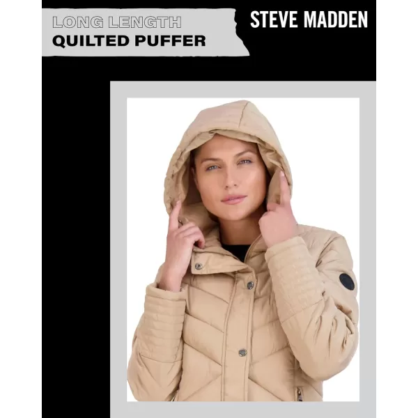 imageMadden Girl by Steve Madden Womens Long Length Maxi Quilted Puffer Jacket S3XTan