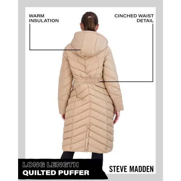 imageMadden Girl by Steve Madden Womens Long Length Maxi Quilted Puffer Jacket S3XTan