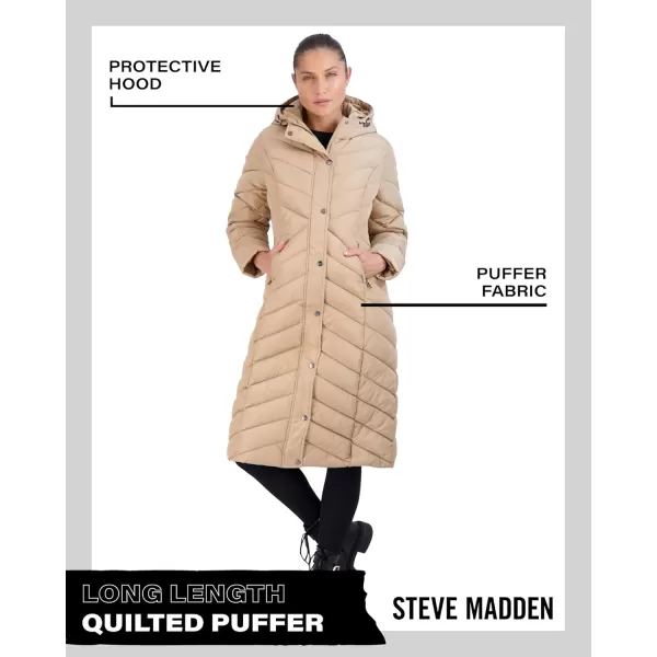 imageMadden Girl by Steve Madden Womens Long Length Maxi Quilted Puffer Jacket S3XTan