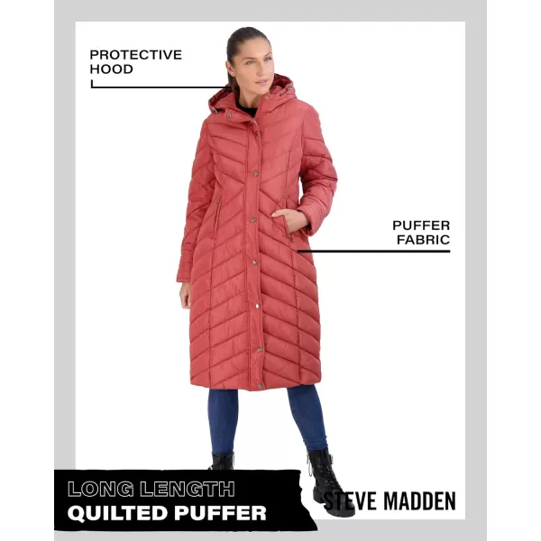 imageMadden Girl by Steve Madden Womens Long Length Maxi Quilted Puffer Jacket S3XTerracotta