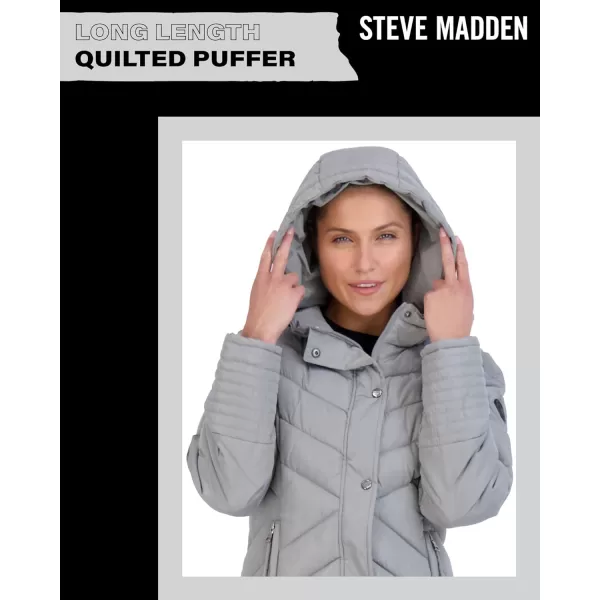 imageMadden Girl by Steve Madden Womens Long Length Maxi Quilted Puffer Jacket S3XTitanium