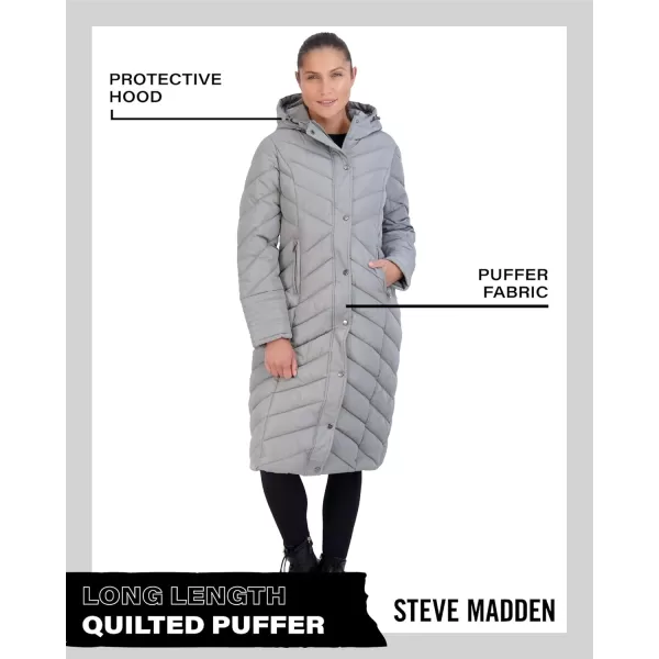 imageMadden Girl by Steve Madden Womens Long Length Maxi Quilted Puffer Jacket S3XTitanium
