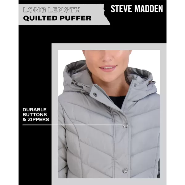 imageMadden Girl by Steve Madden Womens Long Length Maxi Quilted Puffer Jacket S3XTitanium