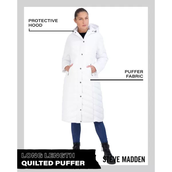 imageMadden Girl by Steve Madden Womens Long Length Maxi Quilted Puffer Jacket S3XWhite