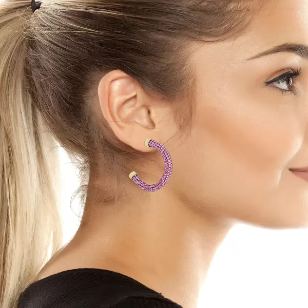 imagePave Rope Hoop EarringsPink