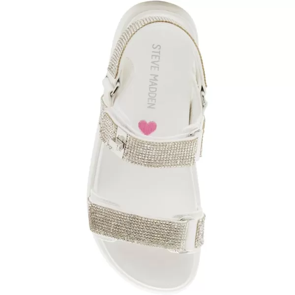 imageSteve Madden Girls Mona Flat SandalWhite Rhinestone