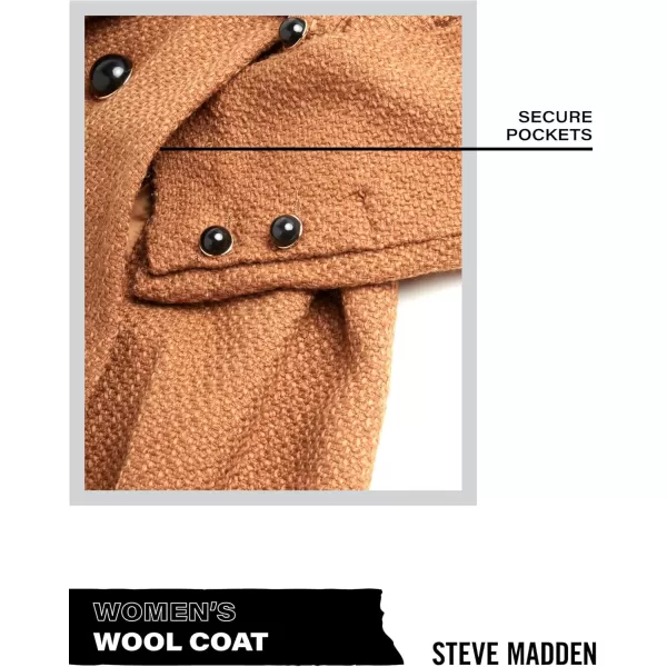 imageSteve Madden Womens Coat  Single Breasted Wool Peacoat with Oversized Hood Tie Belt  Lightweight Jacket for Women SXLCamel