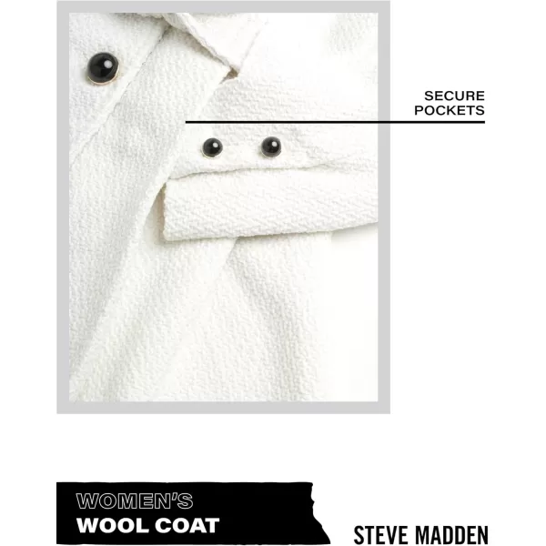 imageSteve Madden Womens Coat  Single Breasted Wool Peacoat with Oversized Hood Tie Belt  Lightweight Jacket for Women SXLIvory