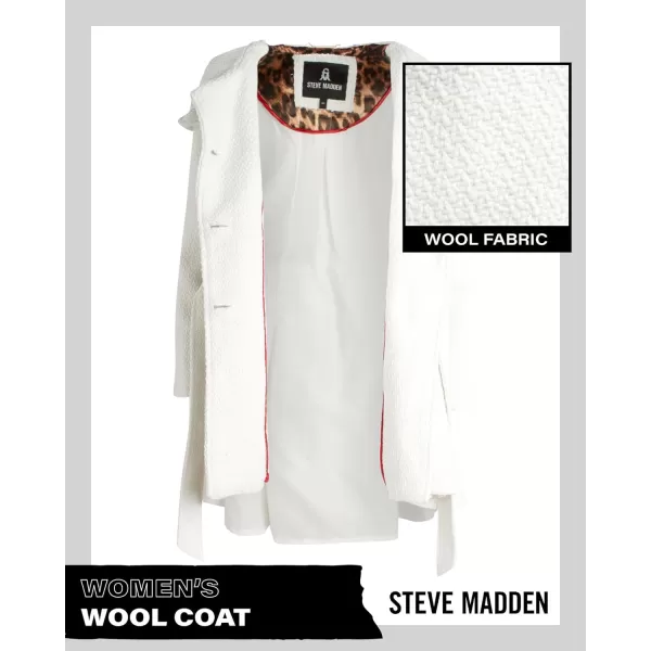 imageSteve Madden Womens Coat  Single Breasted Wool Peacoat with Oversized Hood Tie Belt  Lightweight Jacket for Women SXLIvory