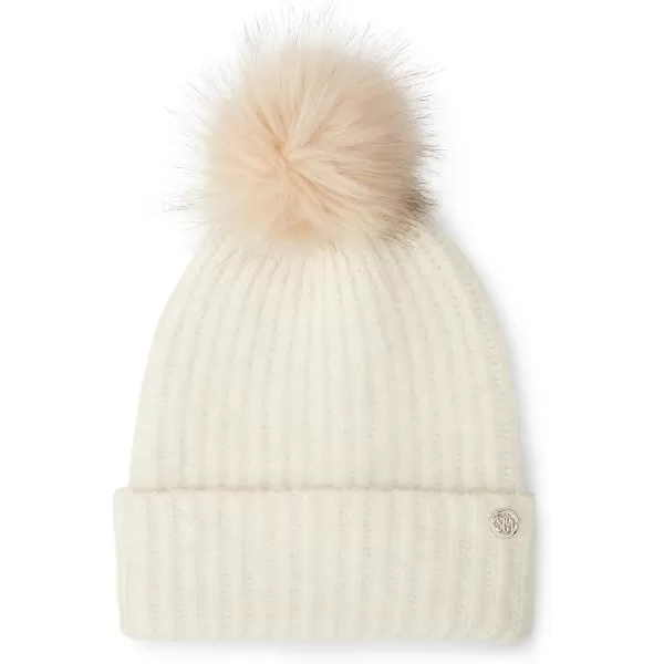 imageSteve Madden Womens Heathered Rib Knit BeanieIvory