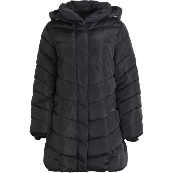 imageSteve Madden Womens Long Chervron Quilted Outerwear Jacket Navy 3X