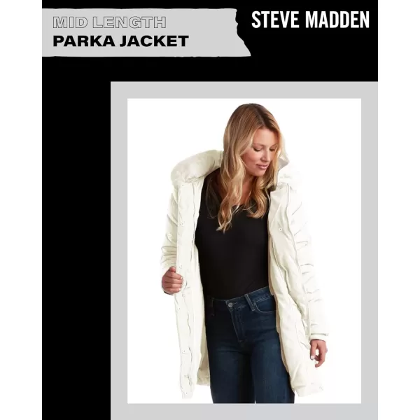 imageSteve Madden Womens Long Chevron Quilted Outerwear JacketIvory