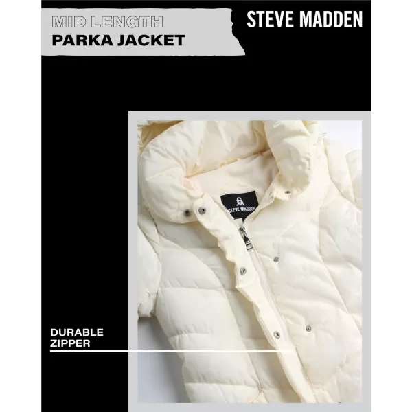 imageSteve Madden Womens Long Chevron Quilted Outerwear JacketIvory