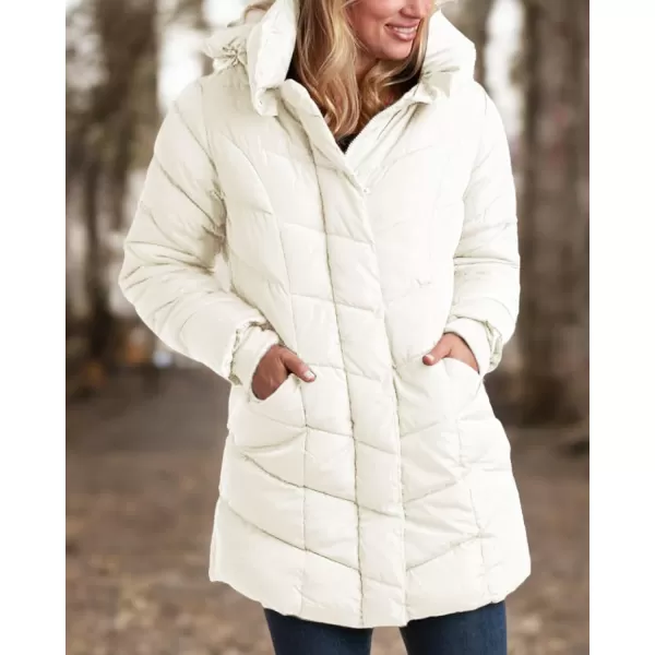 imageSteve Madden Womens Long Chevron Quilted Outerwear JacketIvory
