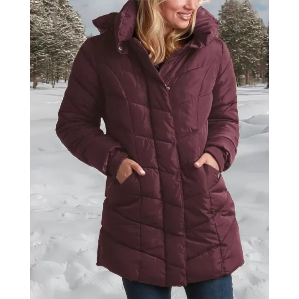 imageSteve Madden Womens Long Chevron Quilted Outerwear JacketMerlot