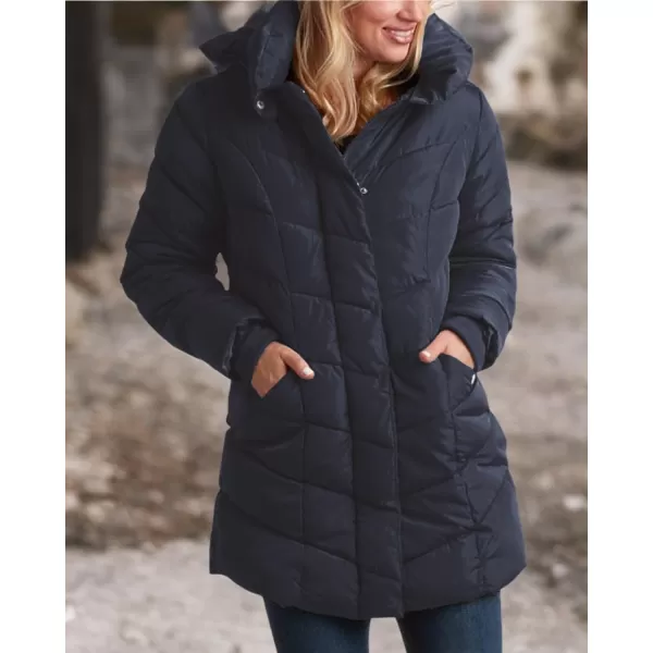 imageSteve Madden Womens Long Chevron Quilted Outerwear JacketNavy