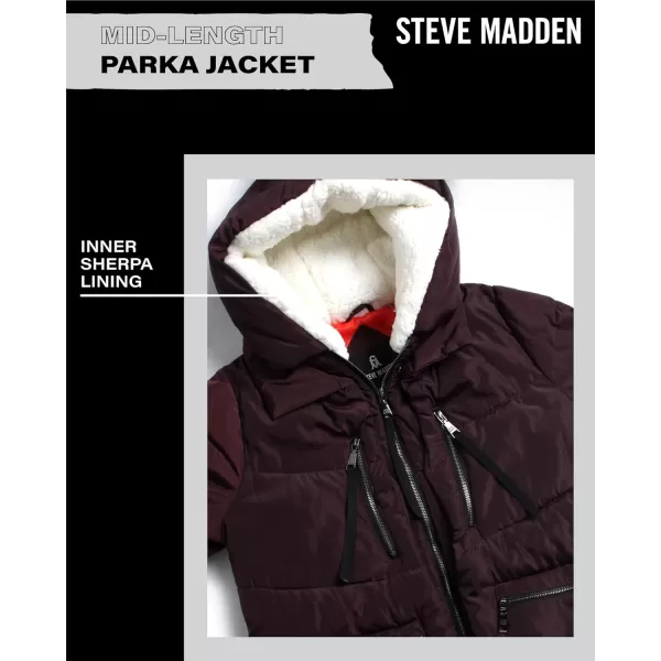 imageSteve Madden Womens Puffer Parka JacketMerlot Two