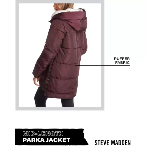 imageSteve Madden Womens Puffer Parka JacketMerlot Two