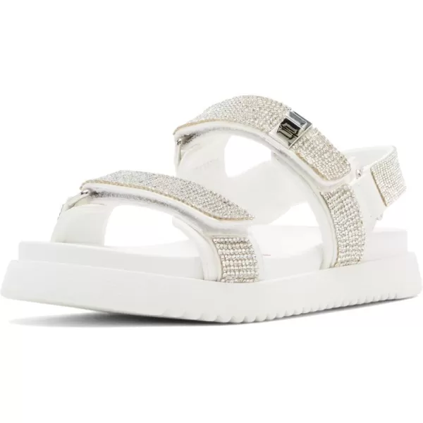 imageSteve Madden Girls Mona Flat SandalWhite Rhinestone