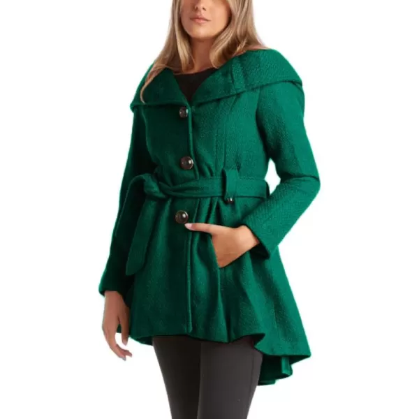 imageSteve Madden Womens Coat  Single Breasted Wool Peacoat with Oversized Hood Tie Belt  Lightweight Jacket for Women SXLGreen