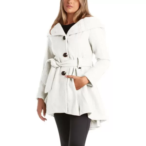 imageSteve Madden Womens Coat  Single Breasted Wool Peacoat with Oversized Hood Tie Belt  Lightweight Jacket for Women SXLIvory