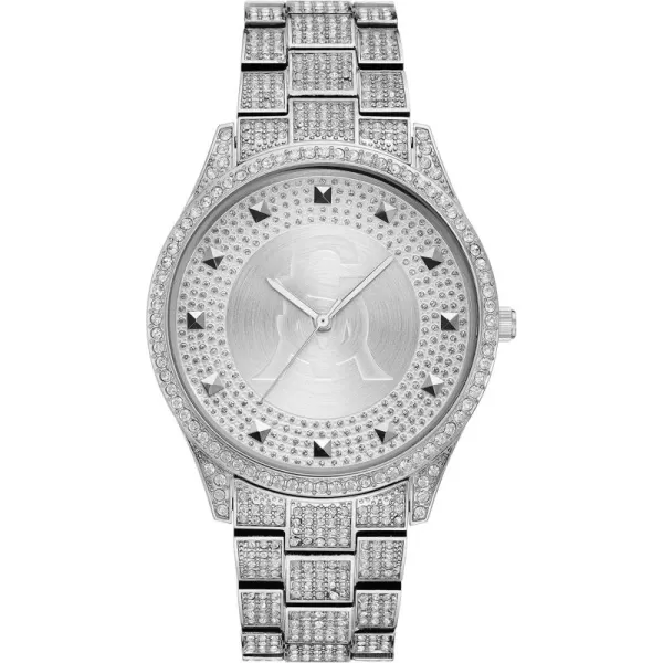 imageSteve Madden Womens Genuine Crystal Accented Bracelet WatchSilver