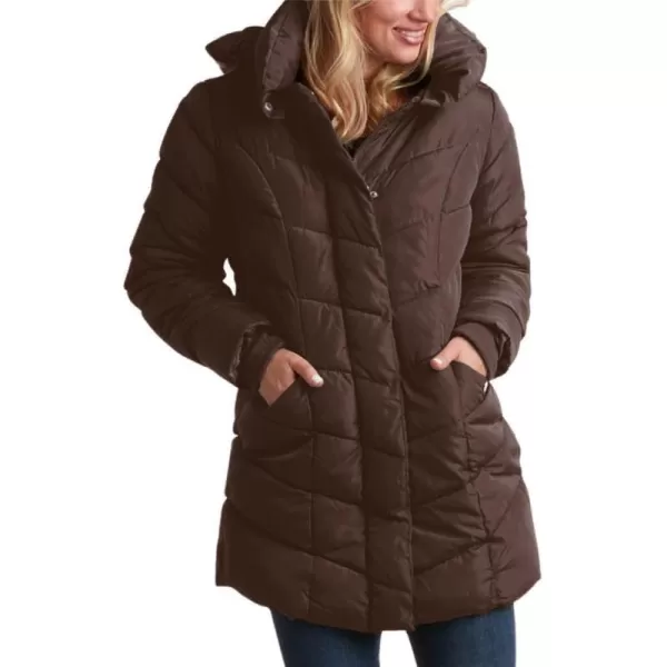 imageSteve Madden Womens Long Chevron Quilted Outerwear JacketBrown