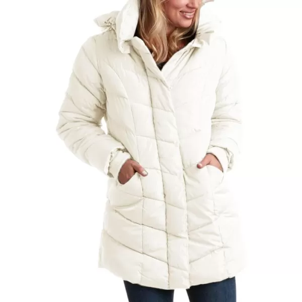imageSteve Madden Womens Long Chevron Quilted Outerwear JacketIvory