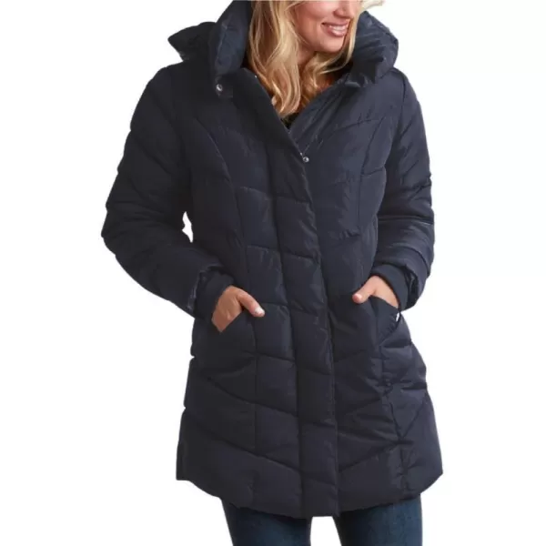 imageSteve Madden Womens Long Chevron Quilted Outerwear JacketNavy