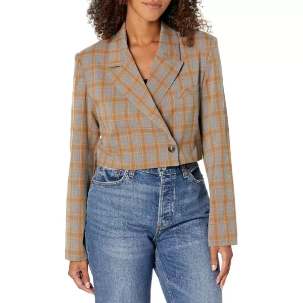 imageSteve Madden Womens Rupi Cropped BlazerGrey Plaid